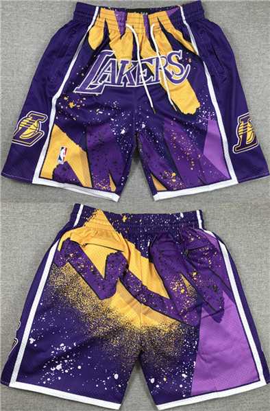 Men%27s Los Angeles Lakers Purple Shorts (Run Small)->nba shorts->NBA Jersey